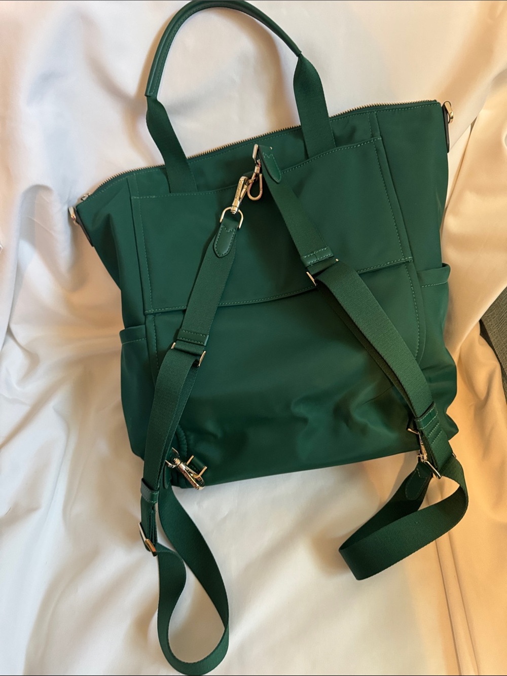 Large Kate spade emerald green nylon backpack with zippered pouch - Picture 6 of 8